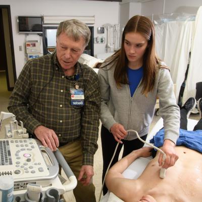 Mayo doctor with nursing student in Sim Lab 